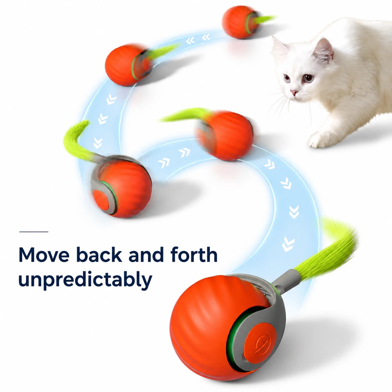 Intelligent Speedy Tail 2.0, Automatic Moving Cat Toy Ball with Tail, Smart Interactive Cat Toy Ball, Two Speed Adjustment