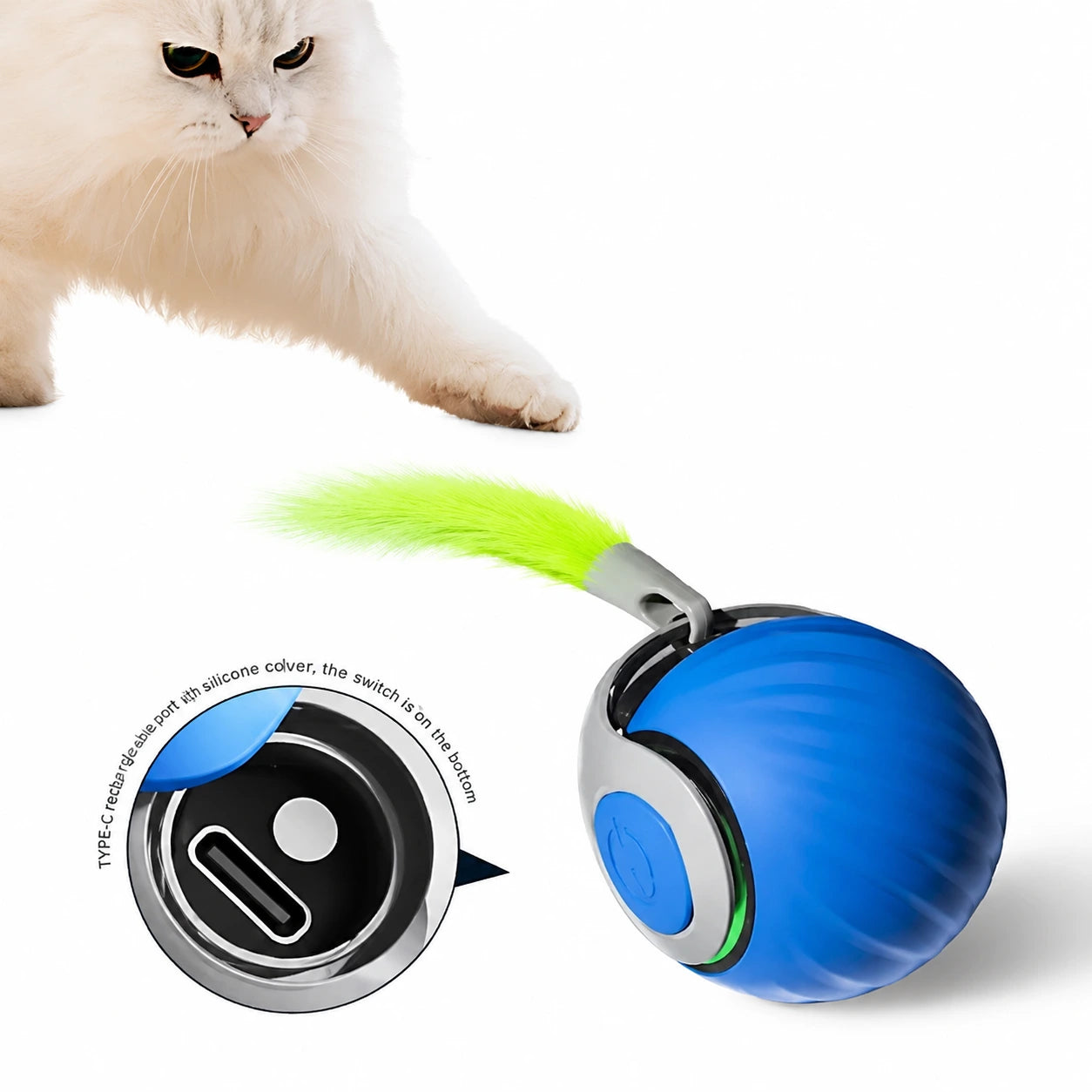 Intelligent Speedy Tail 2.0, Automatic Moving Cat Toy Ball with Tail, Smart Interactive Cat Toy Ball, Two Speed Adjustment