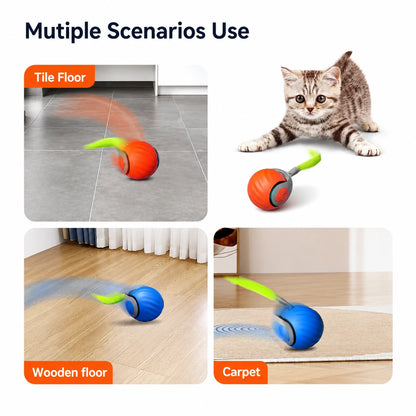 Intelligent Speedy Tail 2.0, Automatic Moving Cat Toy Ball with Tail, Smart Interactive Cat Toy Ball, Two Speed Adjustment