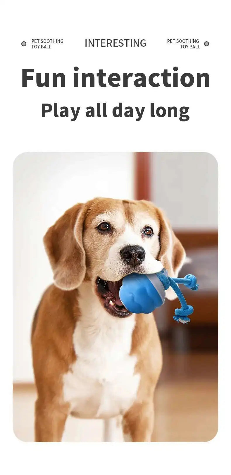 Interactive Dog Toys Smart Rolling Ball With Rope Motion Activated Automatic Moving Squeaky Dog Training Puppy Chew Toy Balls