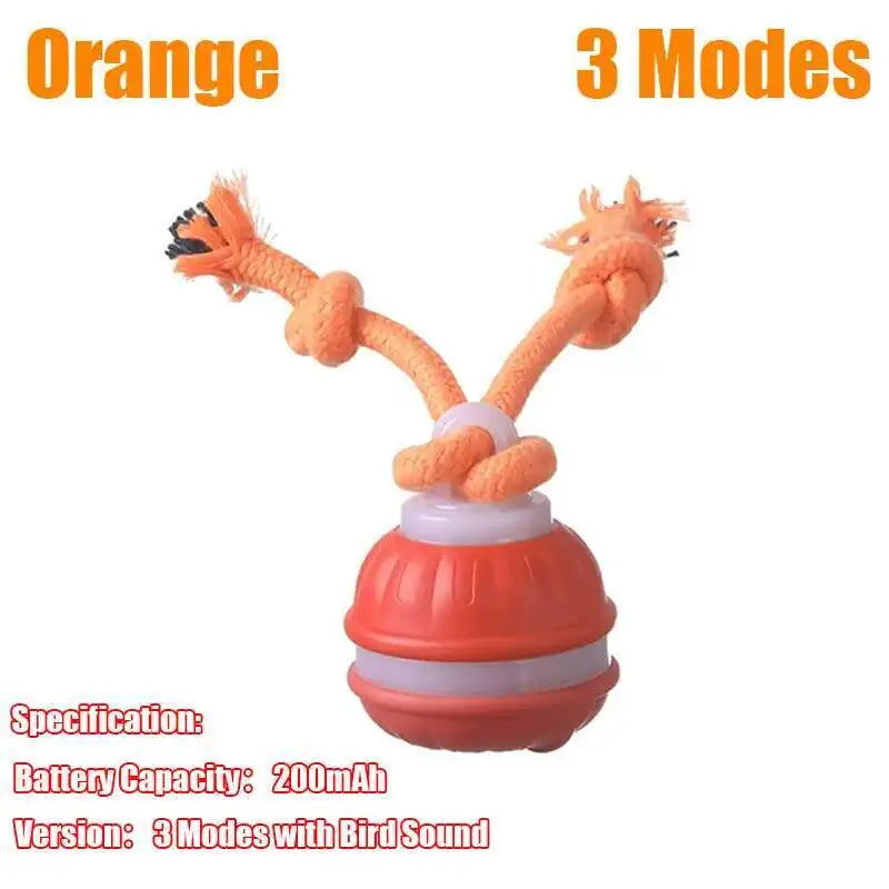 Interactive Dog Toys Smart Rolling Ball With Rope Motion Activated Automatic Moving Squeaky Dog Training Puppy Chew Toy Balls