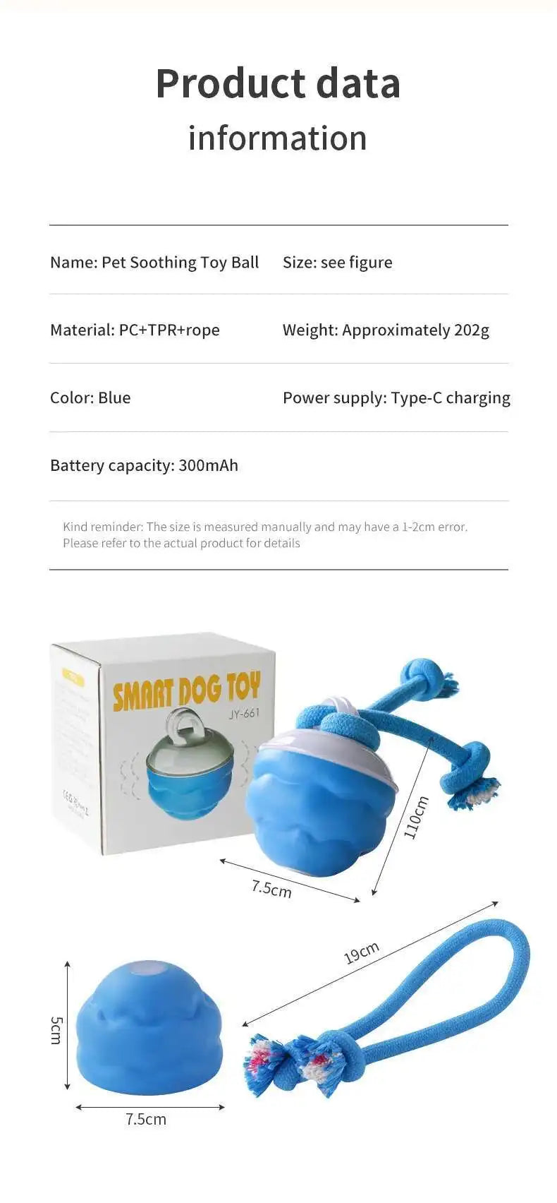 Interactive Dog Toys Smart Rolling Ball With Rope Motion Activated Automatic Moving Squeaky Dog Training Puppy Chew Toy Balls
