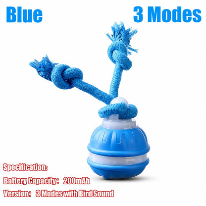 Interactive Dog Toys Smart Rolling Ball With Rope Motion Activated Automatic Moving Squeaky Dog Training Puppy Chew Toy Balls